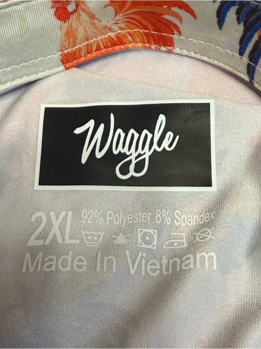 Waggle Polo Shirt Mens 2XL White Cocky Roosters Golf Stretch Outdoor AOP - Picture 4 of 7